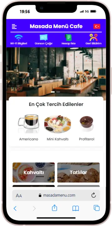QR menü mobil anasayfa