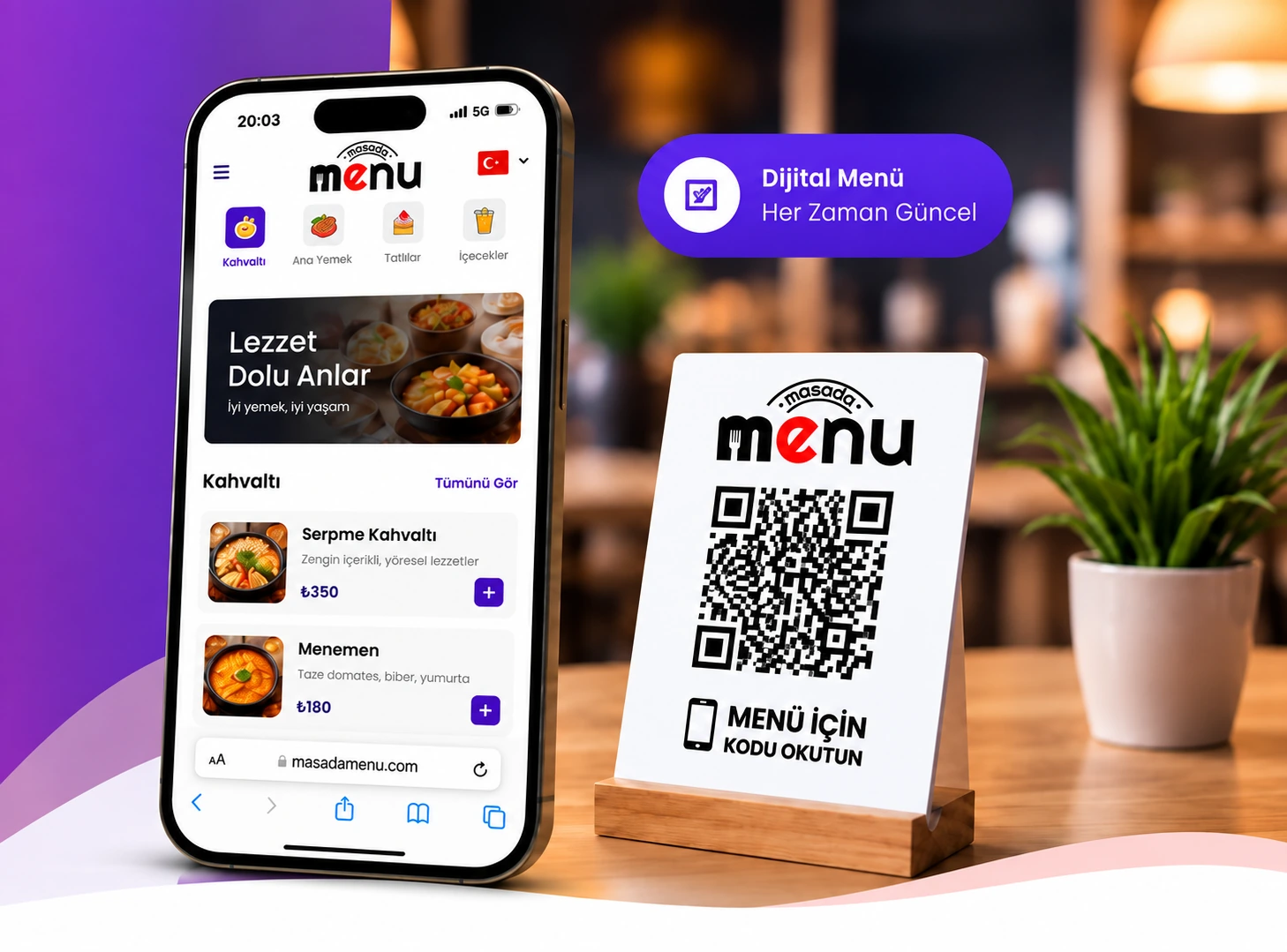 MasadaMenü dijital menü ve QR menü örneği