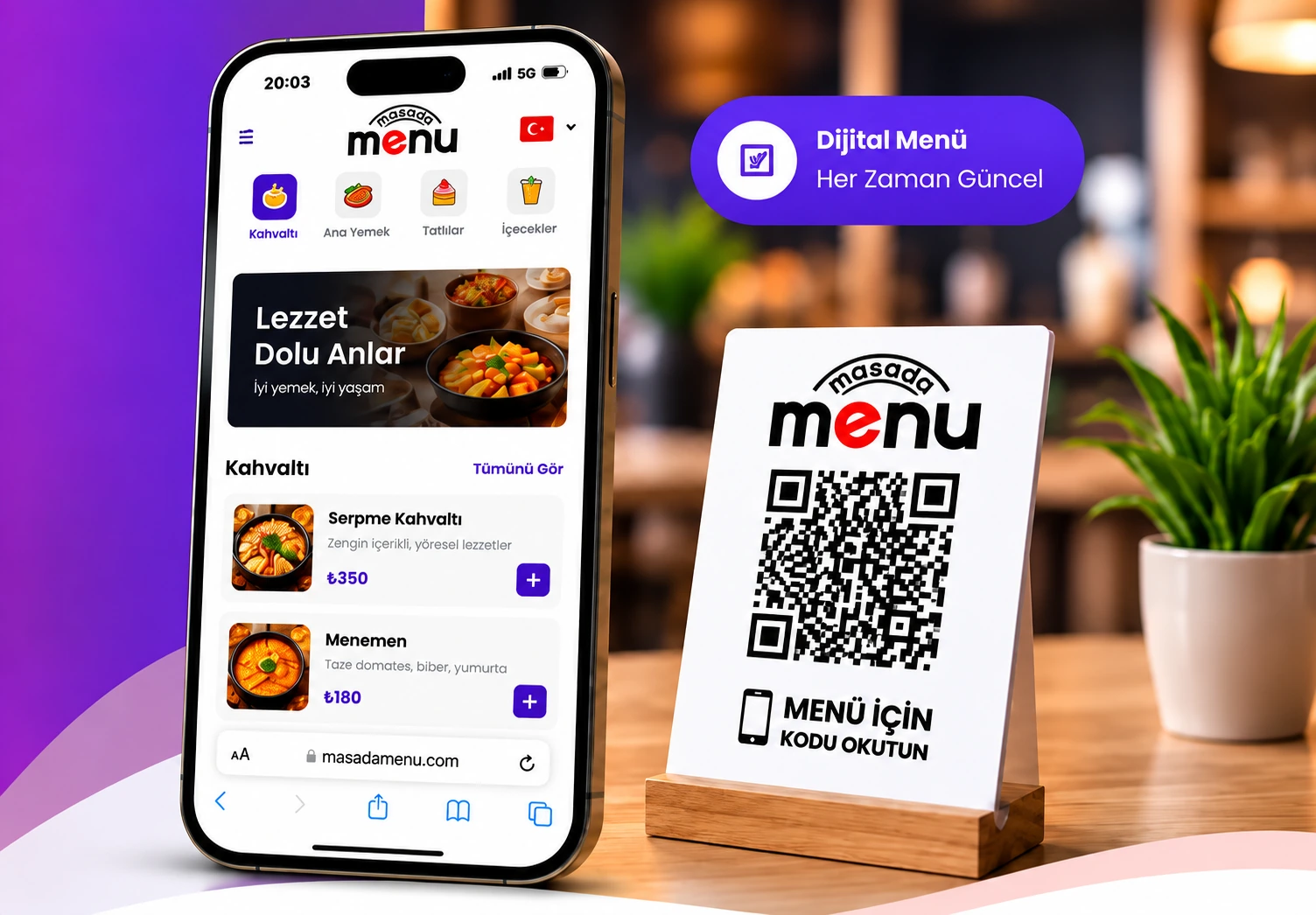 MasadaMenü dijital menü yönetimi ve QR menü deneyimi